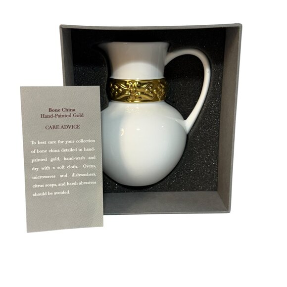 NIB Katy Briscoe 24k Gold Trim Bangles Bone China Hand Painted Creamer Pitcher - Picture 1 of 8